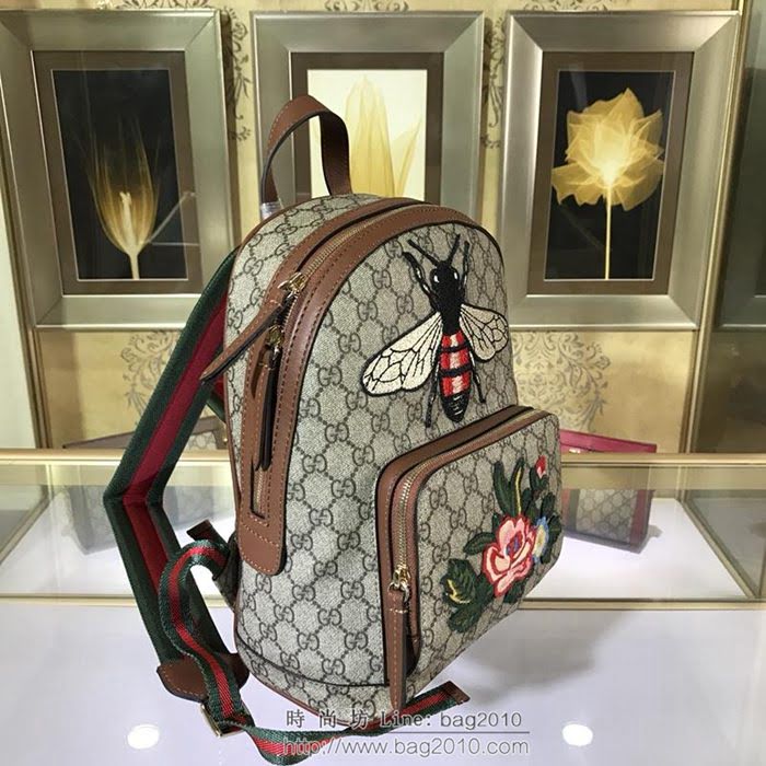 GUCCI 古馳女包 新款 427042 pvc刺繡 古奇奢侈品女包 花鳥印花圖案 雙肩包 女款背包